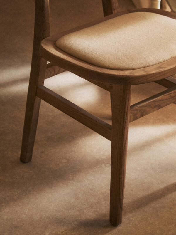 Cebu Beige Fabric and Grey Wash Elm Wood Dining Chair
