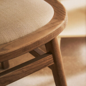 Cebu Beige Fabric and Grey Wash Elm Wood Dining Chair