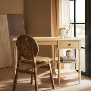 Cebu Beige Fabric and White Wash Elm Wood Dining Chair