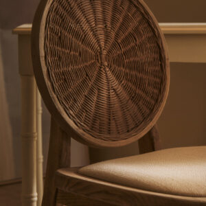 Cebu Beige Fabric and White Wash Elm Wood Dining Chair