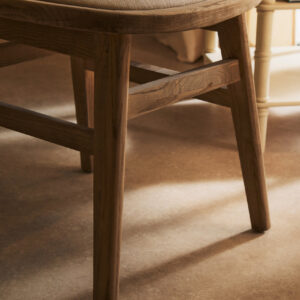 Cebu Beige Fabric and White Wash Elm Wood Dining Chair