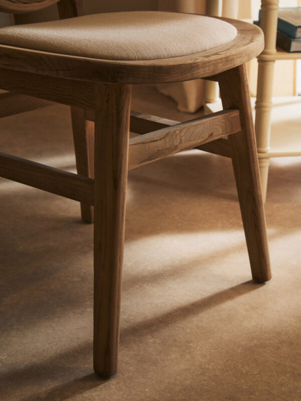 Cebu Beige Fabric and White Wash Elm Wood Dining Chair
