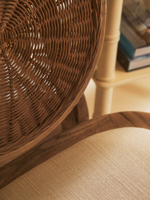 Cebu Beige Fabric and White Wash Elm Wood Dining Chair