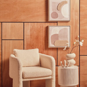 Ozzero Ivory Boucle Curved Armchair