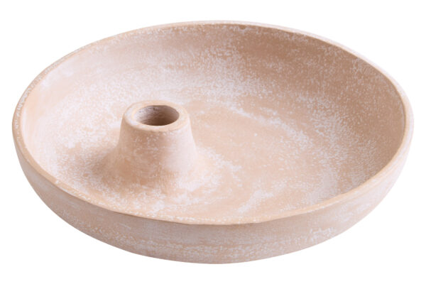 Densita Textured Beige Whitewash Candle Holder