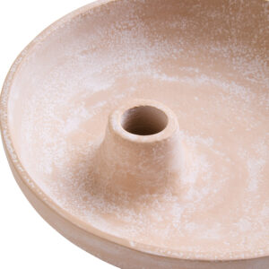 Densita Textured Beige Whitewash Candle Holder