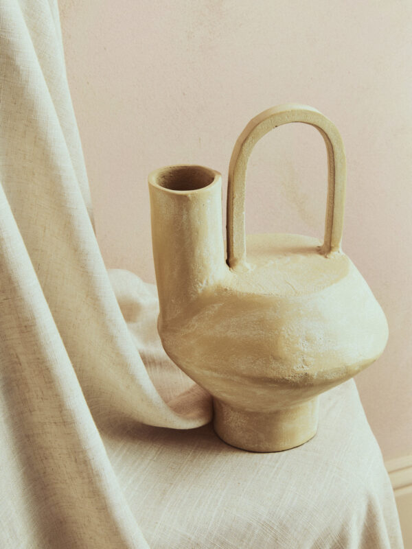 Densita Small Textured Beige Whitewash Vase