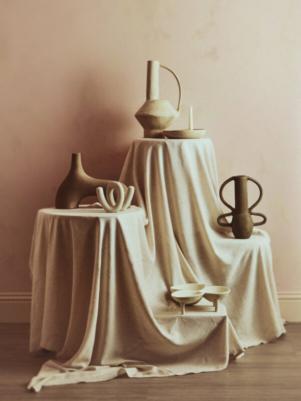 Densita Large Textured Beige Whitewash Vase