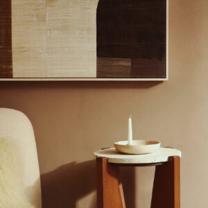 Densita Textured Beige Whitewash Candle Holder