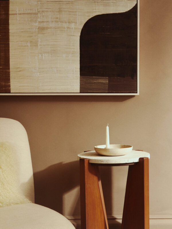 Densita Textured Beige Whitewash Candle Holder