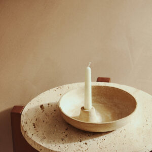 Densita Textured Beige Whitewash Candle Holder
