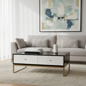 Dumas Black and White Four Drawer Coffee Table