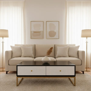 Dumas Black and White Four Drawer Coffee Table