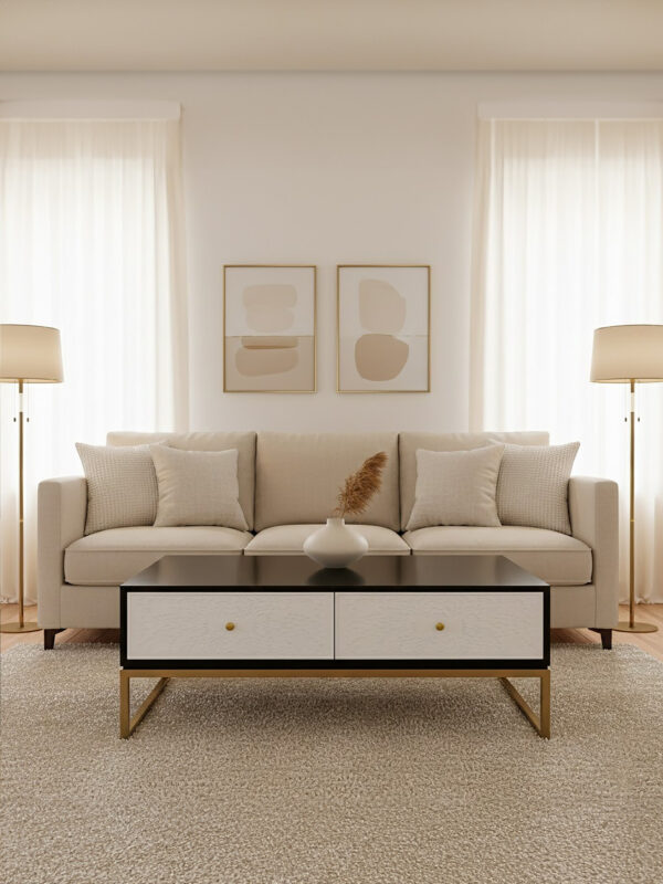Dumas Black and White Four Drawer Coffee Table