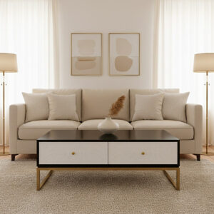 Dumas Black and White Four Drawer Coffee Table