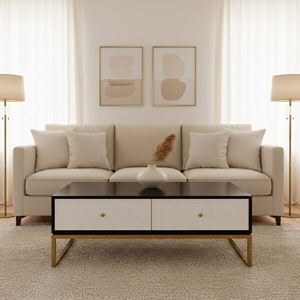 Dumas Black and White Four Drawer Coffee Table
