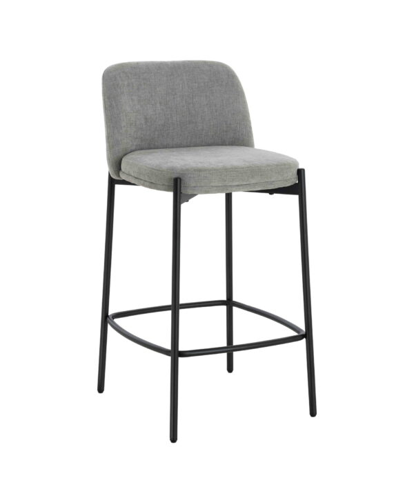 Maxwell Set of 2 Light Grey Textured Fabric Bar Chairs with Black Legs