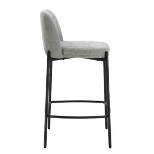 Maxwell Set of 2 Light Grey Textured Fabric Bar Chairs with Black Legs