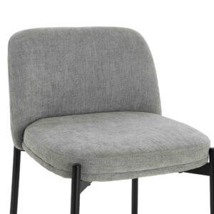 Maxwell Set of 2 Light Grey Textured Fabric Bar Chairs with Black Legs