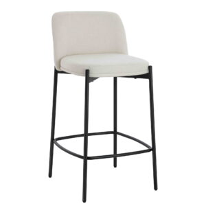 Maxwell Set of 2 Beige Textured Fabric Bar Chairs with Black Legs