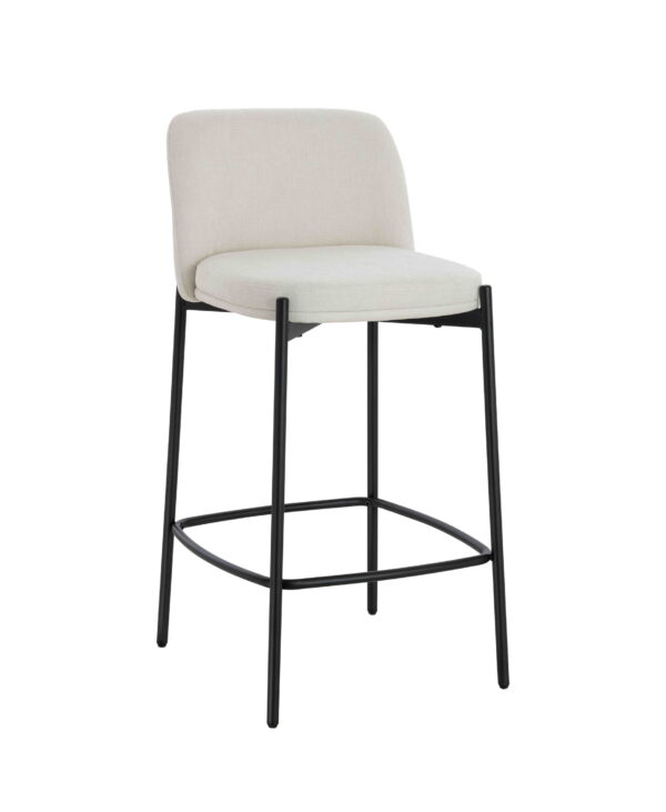 Maxwell Set of 2 Beige Textured Fabric Bar Chairs with Black Legs