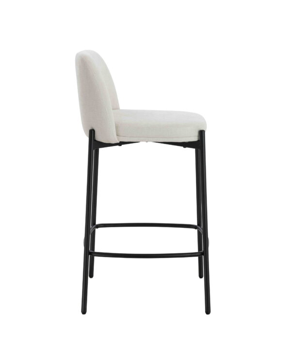 Maxwell Set of 2 Beige Textured Fabric Bar Chairs with Black Legs
