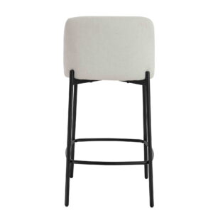 Maxwell Set of 2 Beige Textured Fabric Bar Chairs with Black Legs