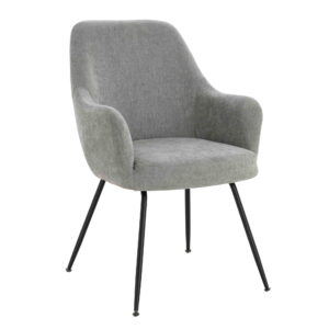 Maxwell Set of 2 Light Grey Textured Fabric Dining Chairs with Arms