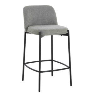 Maxwell Set of 2 Light Grey Textured Fabric Bar Chairs with Black Legs