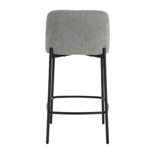 Maxwell Set of 2 Light Grey Textured Fabric Bar Chairs with Black Legs