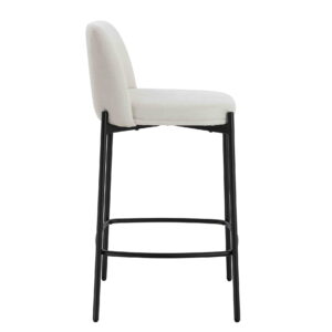 Maxwell Set of 2 Beige Textured Fabric Bar Chairs with Black Legs