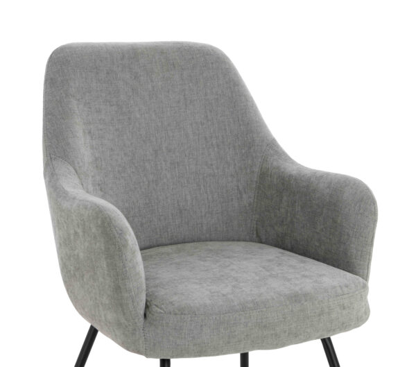 Maxwell Set of 2 Light Grey Textured Fabric Dining Chairs with Arms