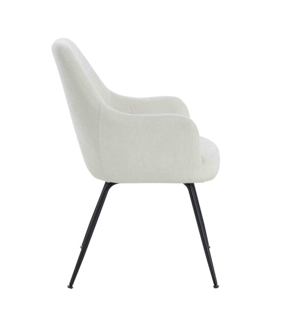 Maxwell Set of 2 Light Beige Textured Fabric Dining Chairs with Arms