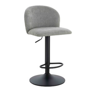 Maxwell Set of 2 Light Grey Textured Fabric Curved Bar Chairs