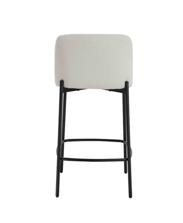 Maxwell Set of 2 Beige Textured Fabric Bar Chairs with Black Legs