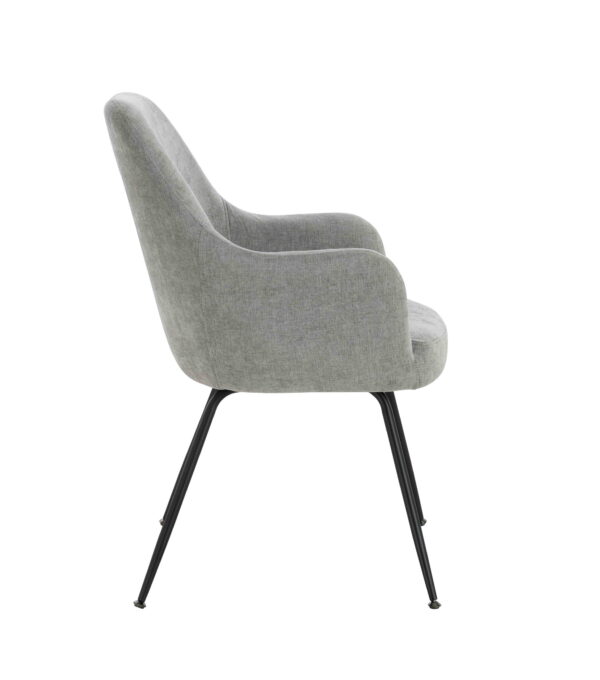 Maxwell Set of 2 Light Grey Textured Fabric Dining Chairs with Arms