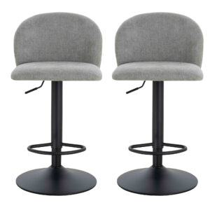 Maxwell Set of 2 Light Grey Textured Fabric Curved Bar Chairs