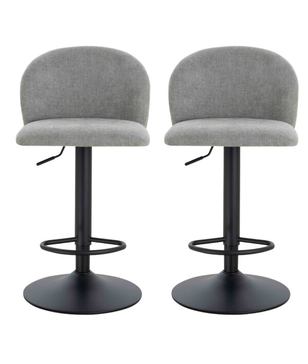 Maxwell Set of 2 Light Grey Textured Fabric Curved Bar Chairs
