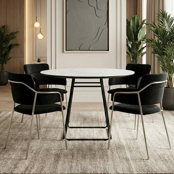Imperia Ceramic Marble Effect Round Dining Table