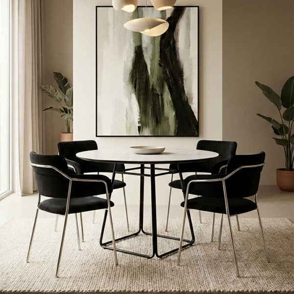 Imperia Ceramic Marble Effect Round Dining Table