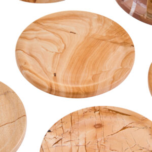 Tiga Teakwood Marble Set Of Five Round Coasters with Holder
