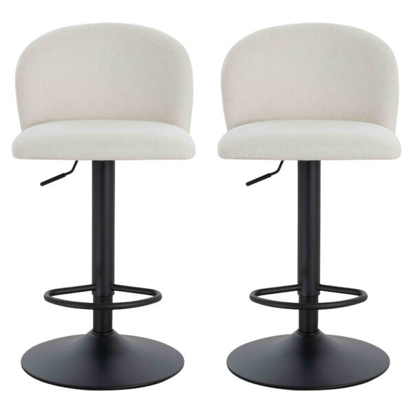 Maxwell Set of 2 Beige Textured Fabric Curved Bar Chairs