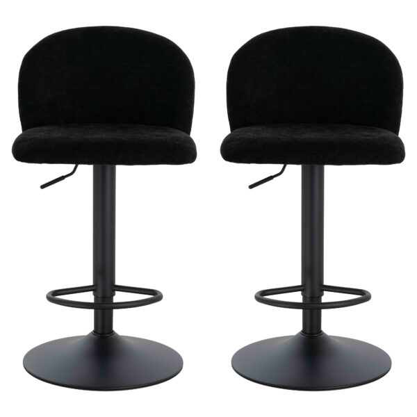 Maxwell Set of 2 Black Textured Fabric Curved Bar Chairs