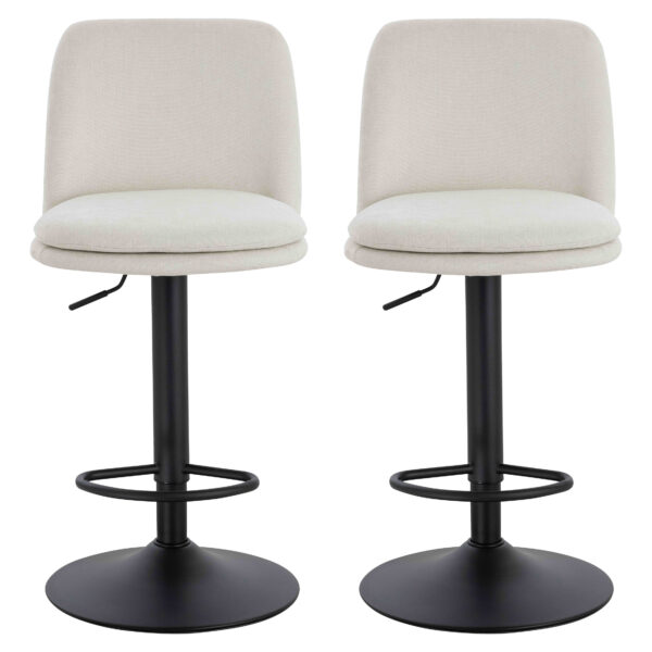 Maxwell Set of 2 Beige Textured Fabric Cushioned Bar Chairs