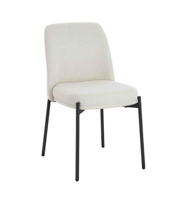 Maxwell Set of 2 Light Beige Textured Fabric Dining Chairs