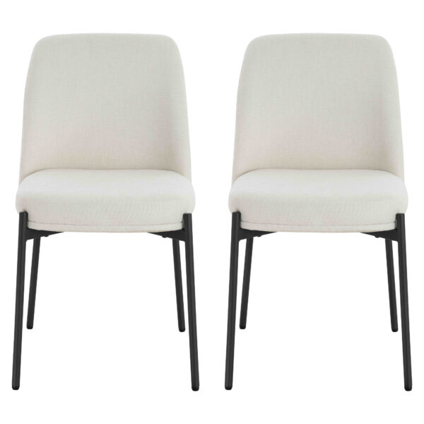 Maxwell Set of 2 Light Beige Textured Fabric Dining Chairs