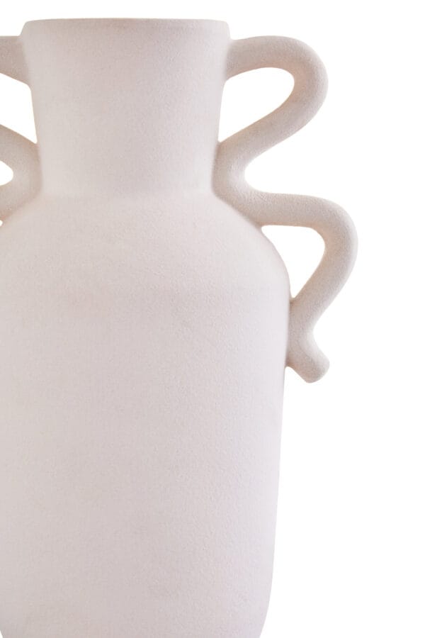 Sonata Large White Vase with Abstract Handles