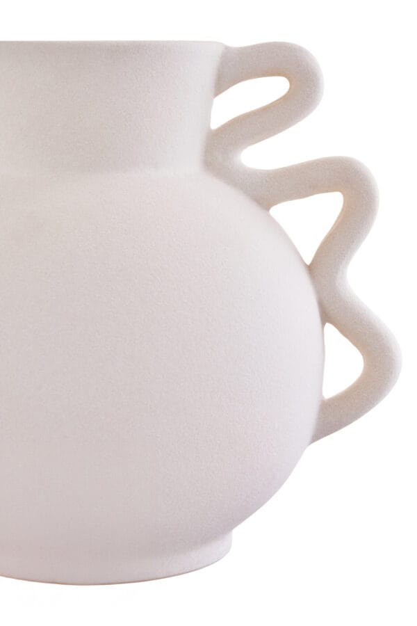Sonata Small White Vase with Abstract Handles