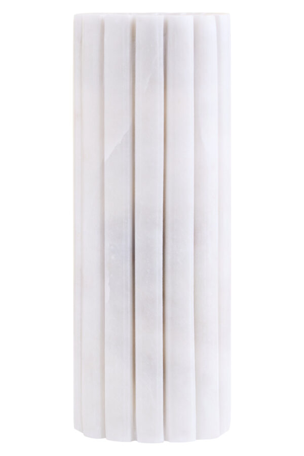 Savio White Fluted Marble Vase