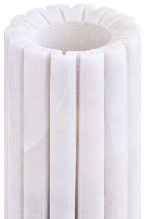 Savio White Fluted Marble Vase